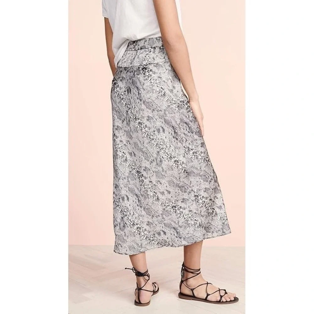 Free People Normani Bias Midi Skirt Snake Print Satin Womens 10 Boho Chic